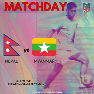 नेपाल र म्यान्मारबीच फुटबल प्रतिष्पर्धा हुँदै 